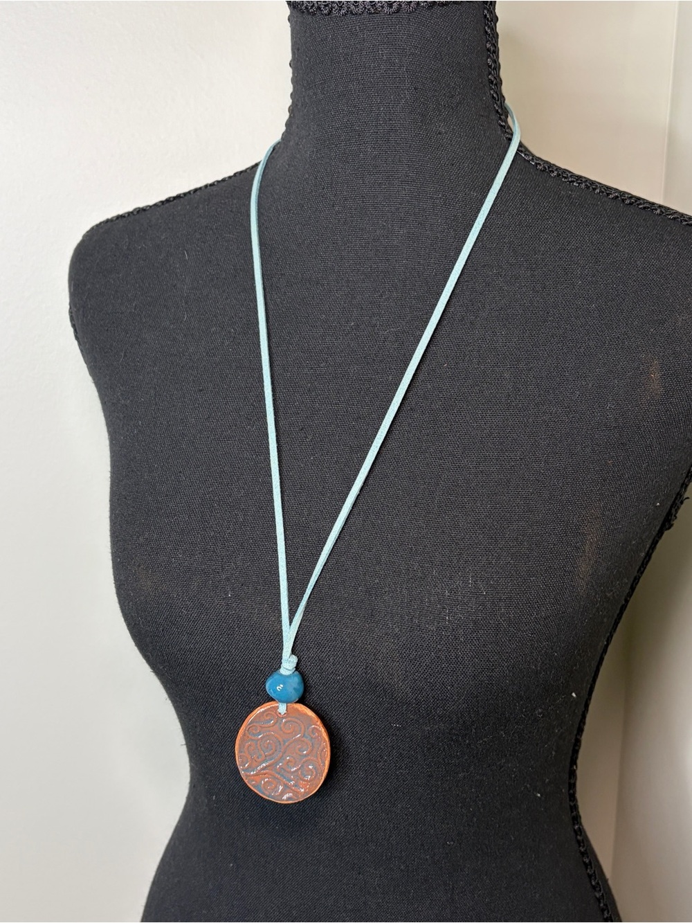 Handmade Coral Clay Pendant Necklace